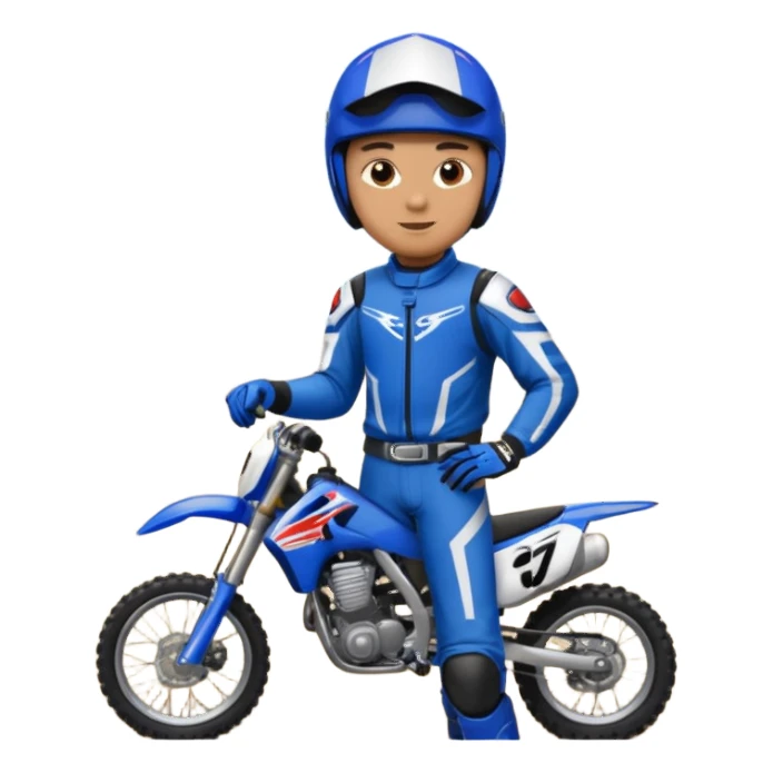 dirtbike rider in blue gear signing autographs sticker