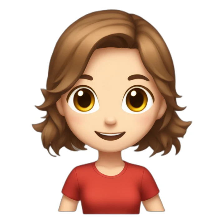Chibi overjoyed catgirl with brown hair and red shirt sticker