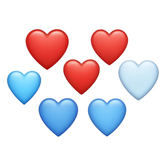 Red circle with light blue triangle by the top left and regular blue heart by the other side with two white circles with one red circle on the left white circle and blue on the other side sticker