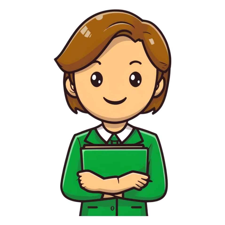 smiling teacher with light brown hair and green eyes sticker