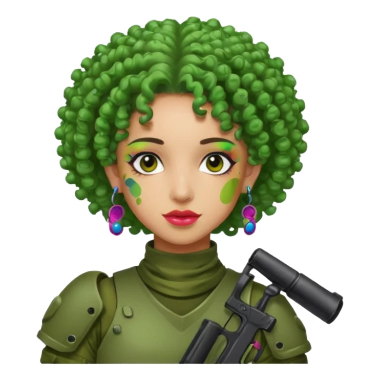 green curly haired painitball player with big earrings guy shot with colors sticker