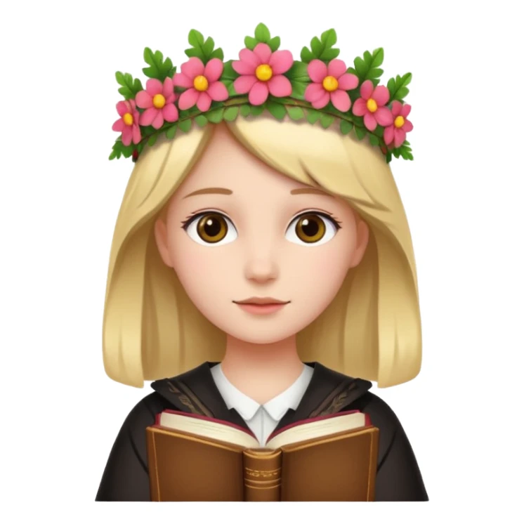girl with a floral crown and law books sticker