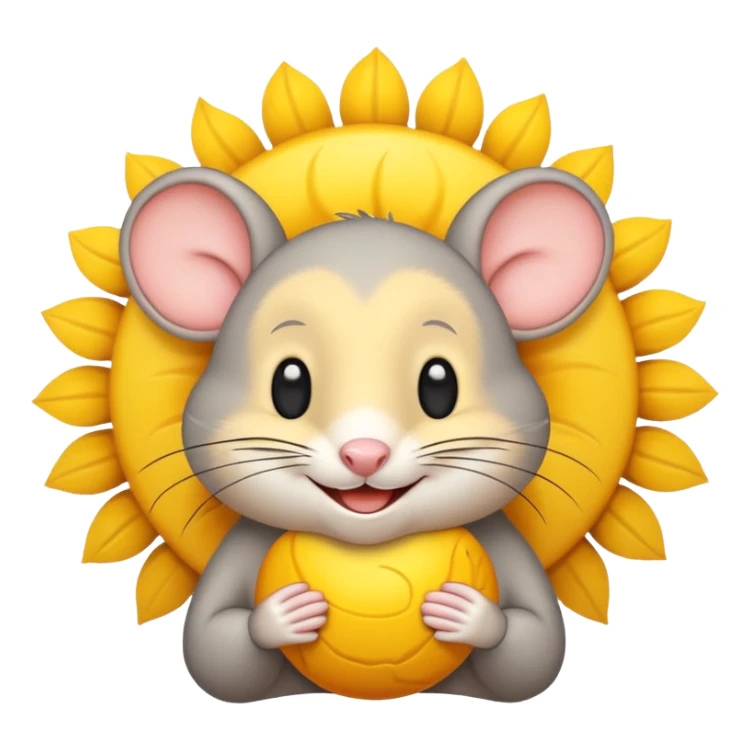 A gray mouse inside of a sun ☀️ 🐭 sticker