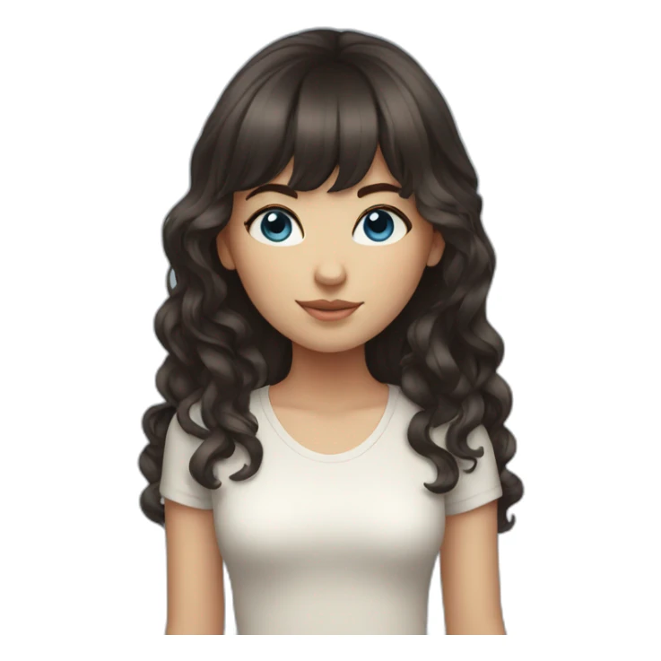 girl with dark brown hair, thick bangs, blue eyes sticker