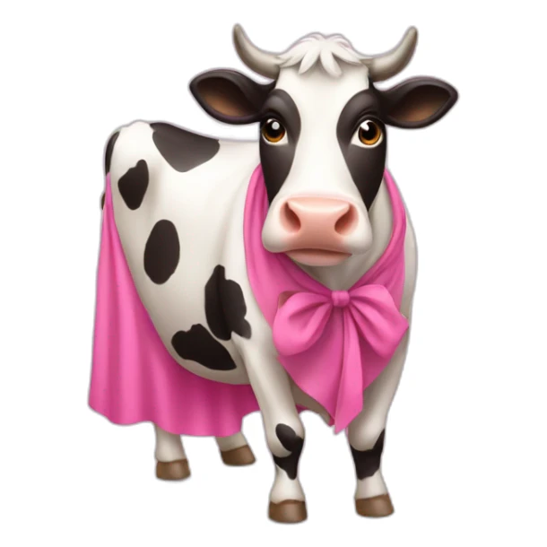 A cow wearing a pink dress sticker