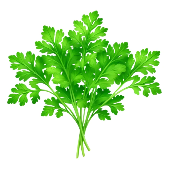 Cinematic Realistic Parsley Emoji, Fresh and vibrant, with bright green, frilly leaves that seem to shimmer with vitality. The plant exudes a sense of healthy growth and aromatic zest, inviting both beauty and flavor into any dish. Soft glowing outline, capturing the essence of freshness, health, and culinary delight in a sprig of parsley! sticker