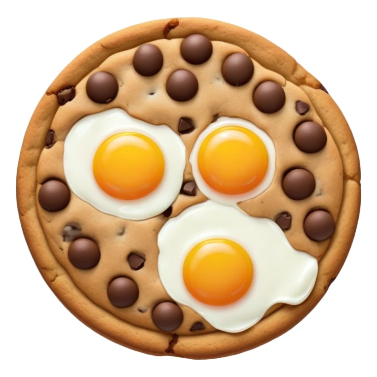 chocolate chip cookie with a sunny side up egg on top sticker