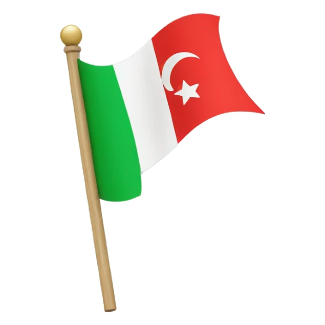 Flag with green and red colour with moon and a star in it sticker