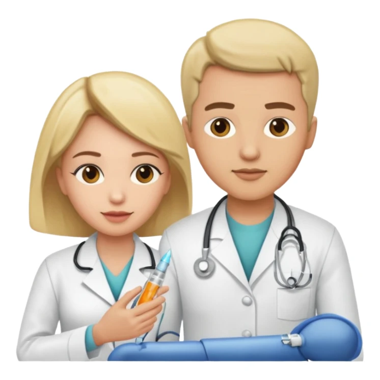 Doctor give nurse an injection  sticker