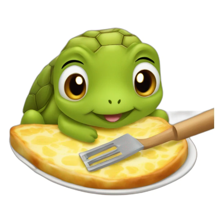 Une tortue qui mange une raclette sticker