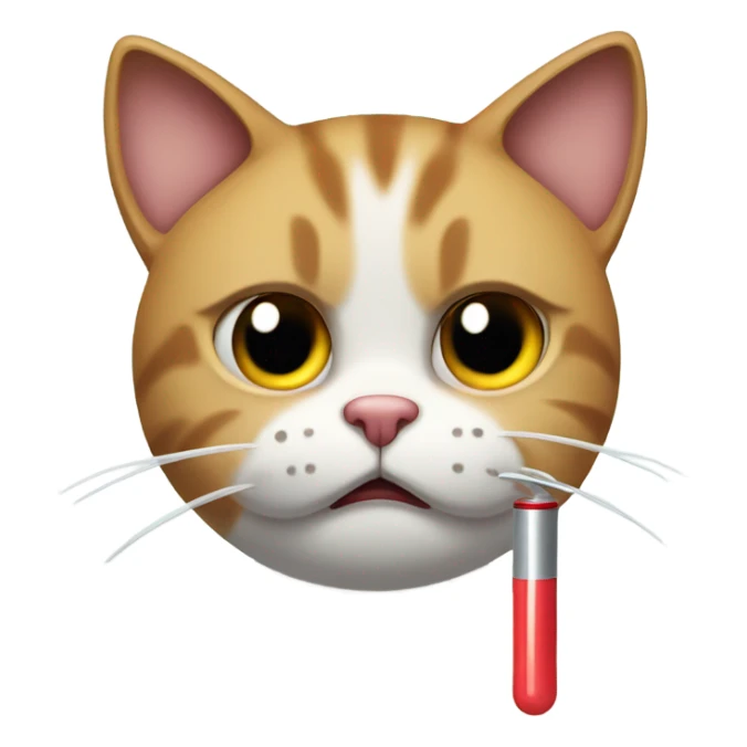 cat with sad face and a thermometer in its mouth sticker