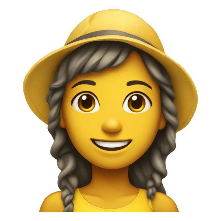 girl smiling on beach，yellow skin sticker