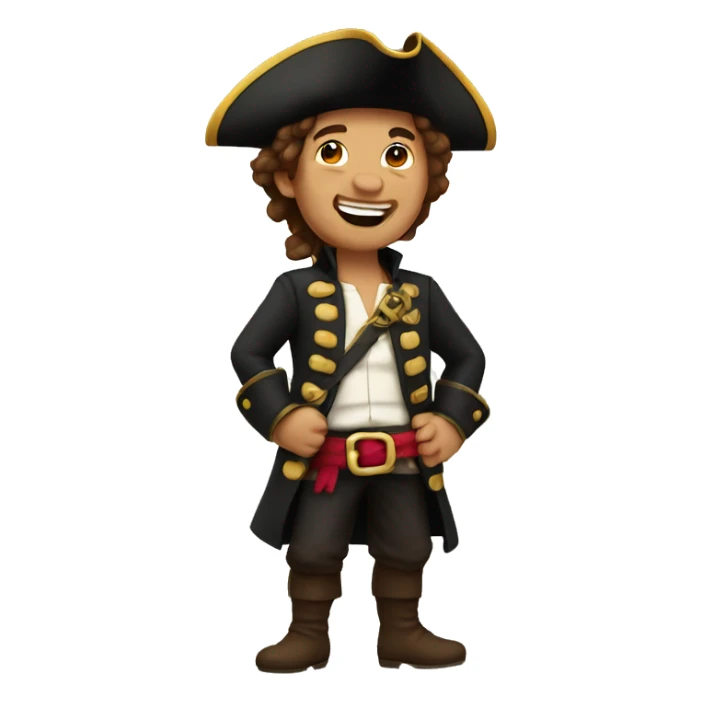 happy pirate, brown hair sticker