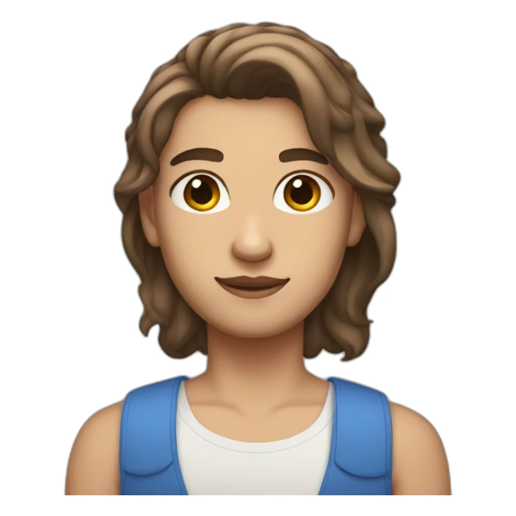 nonbinary person with half up brown hair, blue eyes, stubble, light skin sticker