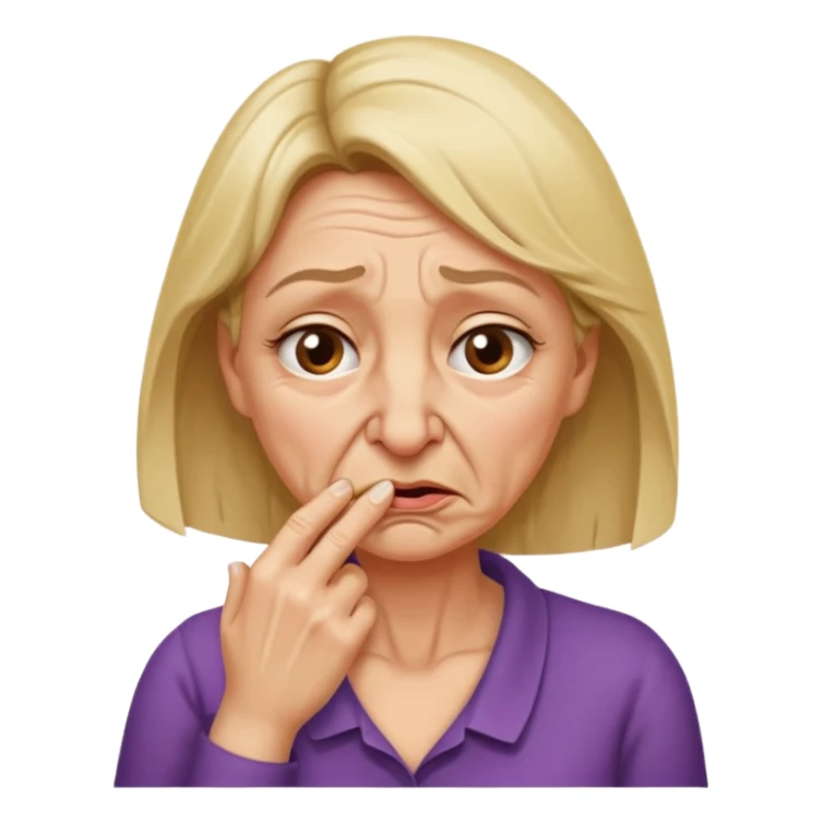 create a woman that is holding her neck because she is smelling something bad sticker