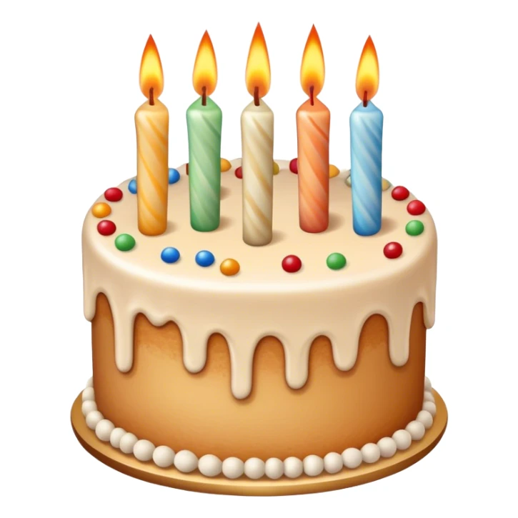 Aesthetic beige birthday cake with candles sticker