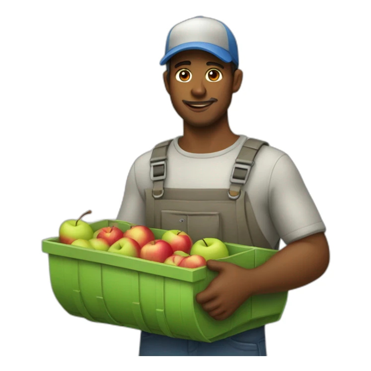 apple picker with a collecting tank on his chest sticker