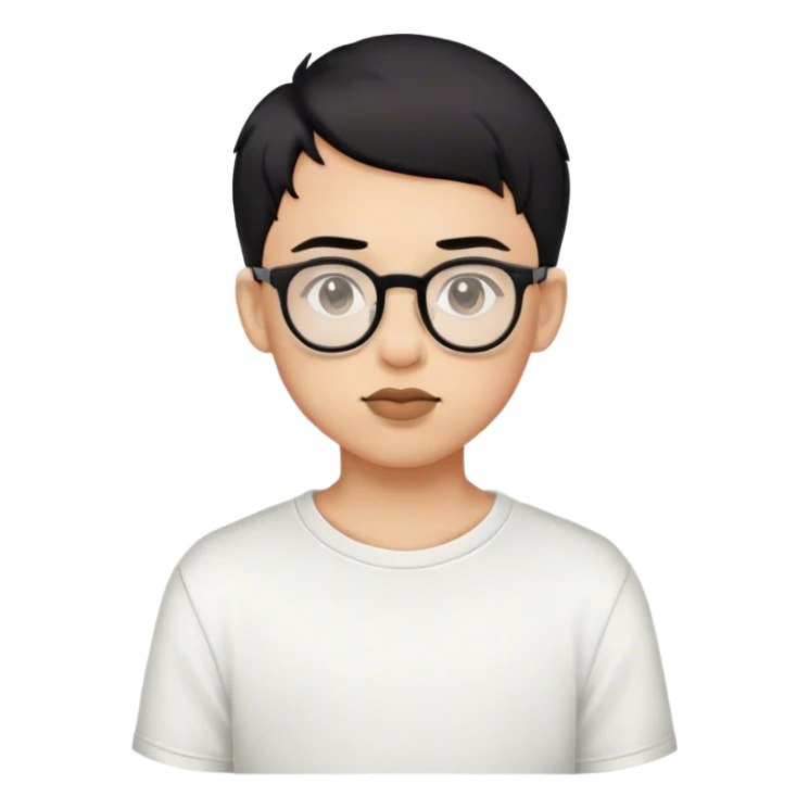 a boy with glasses, black short hair, using septum piercing, sticker