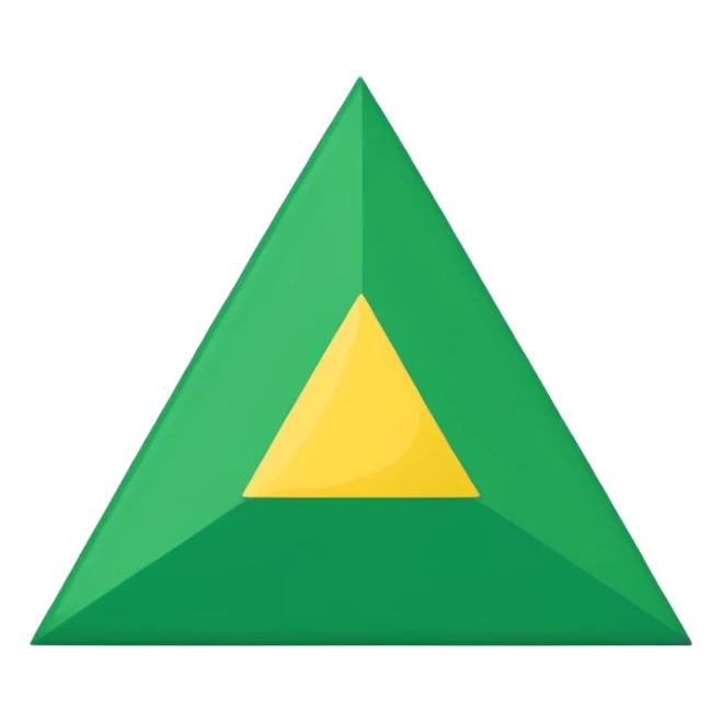 Emoji-style triangular flag, bright green, flat design, no folds or shading, simple and clean, minimalistic, centered on plain white or transparent background, high resolution sticker