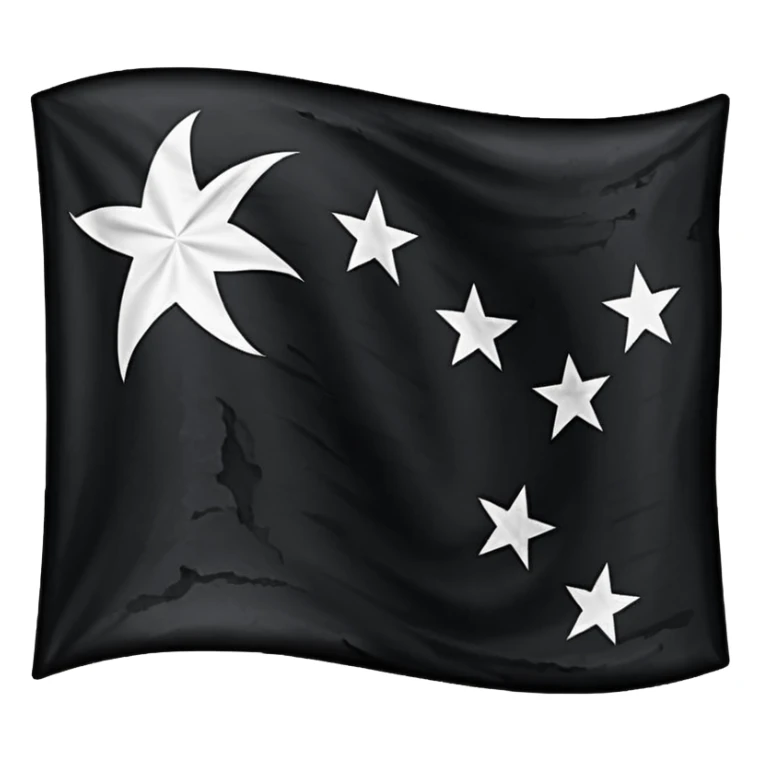 Black flag with a white E in the middle with 13 stars surrounding it sticker