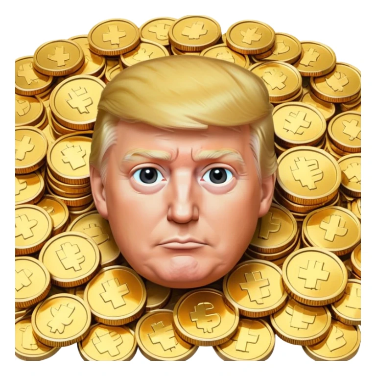 President Trump surrounded by gold coins sticker