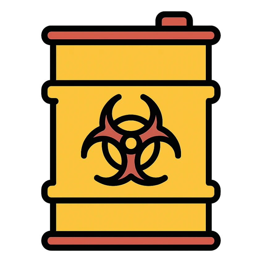 toxic barrel, color icon style, cartoonish sticker