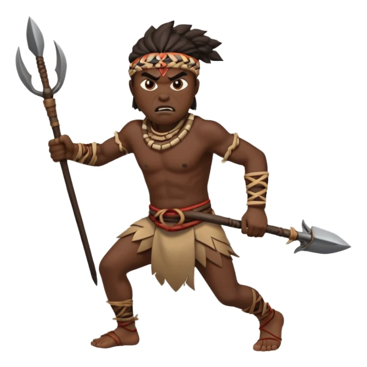 an angry tribal man holding a spear and running left sticker