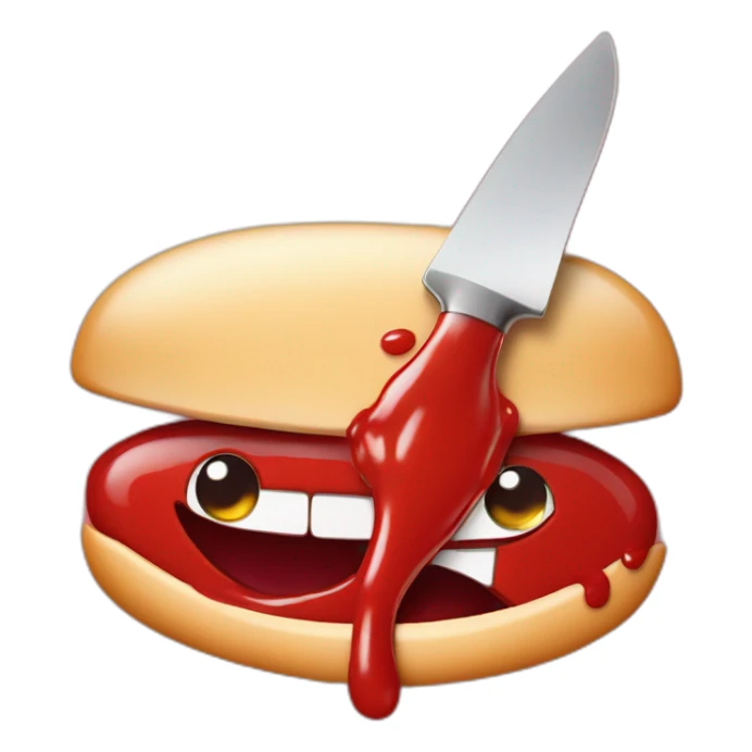 goofy with butterknife covered in ketchup sticker