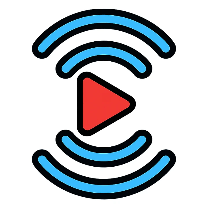 stream icon, bold, vibrant, with a sense of motion, tech-inspired sticker