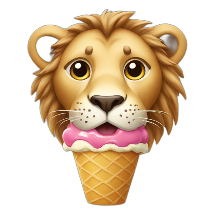 Lion eating an ice cream sticker