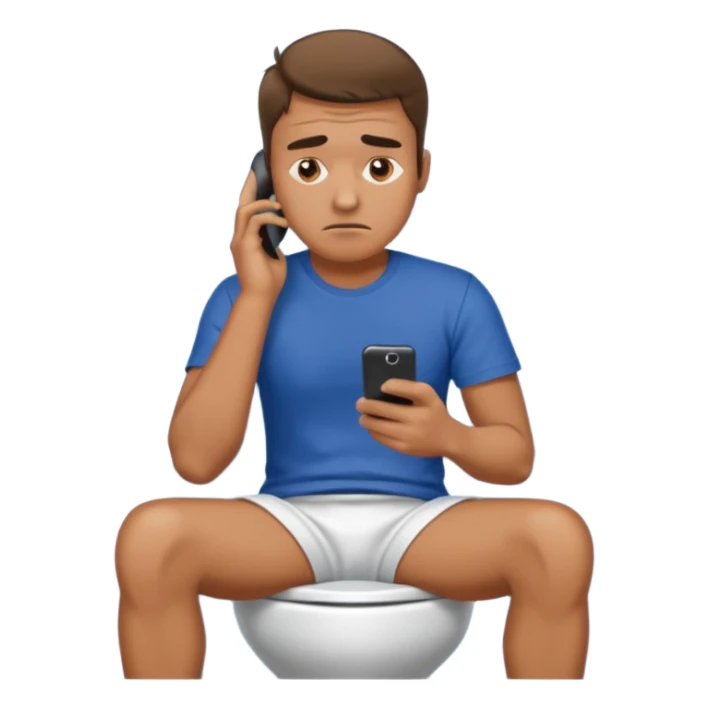 Man on toilet playing on phone sticker
