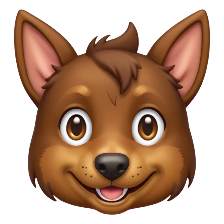 Cinematic Comical Brown and Tan Kelpie Portrait Emoji, Head tilted dramatically with an exaggeratedly amused expression, featuring a striking brown Fur with bold tan accents, wide, expressive warm eyes filled with playful disbelief, Simplified yet hilariously expressive features, highly detailed, glowing with a slightly sassy glow, high shine, dramatic yet playful, stylized with an air of cheeky mischief, bright and endearing, soft glowing outline, capturing the essence of a spirited and over-the-top herder, so meme-worthy it feels like it could side-eye its way into internet fame instantly! sticker
