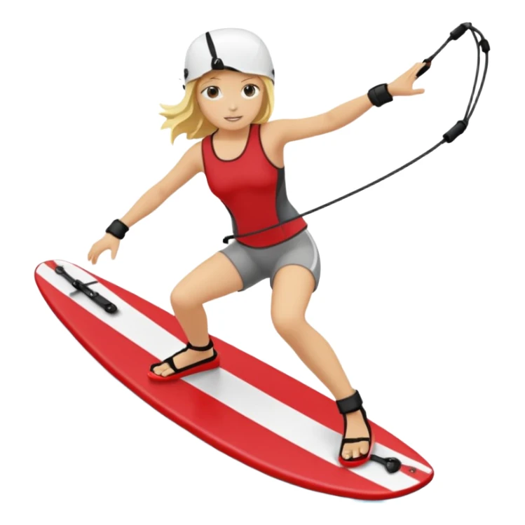 a blonde girl waleboarding on a red wakeboard  sticker