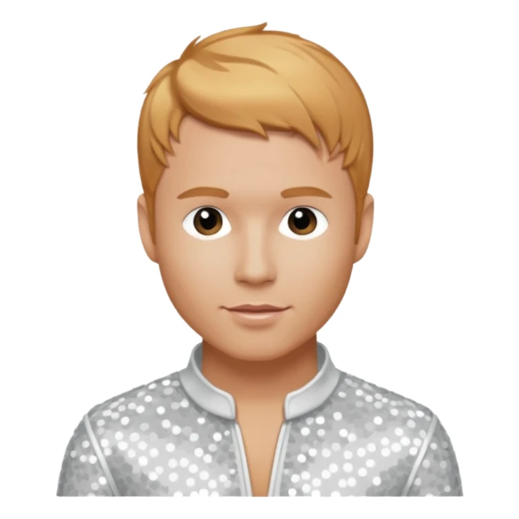 Brian Littrell from Backstreet Boys with reddish blonde hair, white sequin outfit sticker