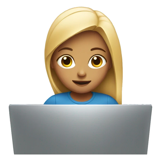 girl looking at laptop sticker