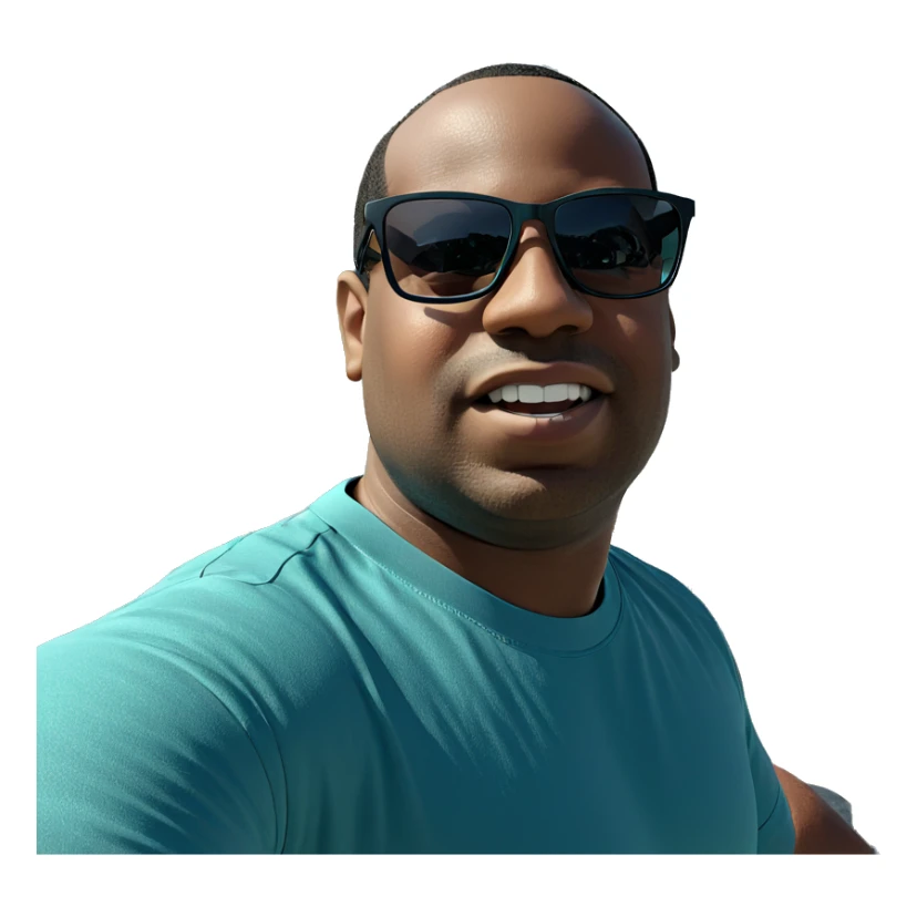 boy in aqua shirt outdoors sticker