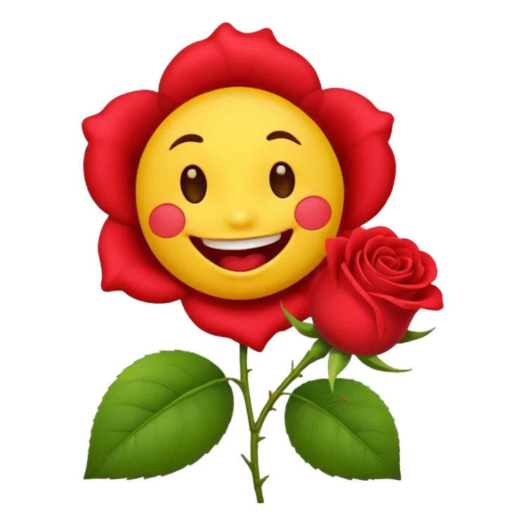 Normal emoji yellow biting a rose flower  sticker