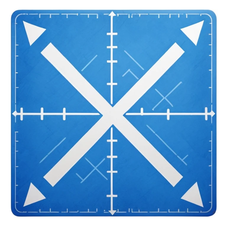 blue blueprint plan with white lines, dotted path, and X mark sticker