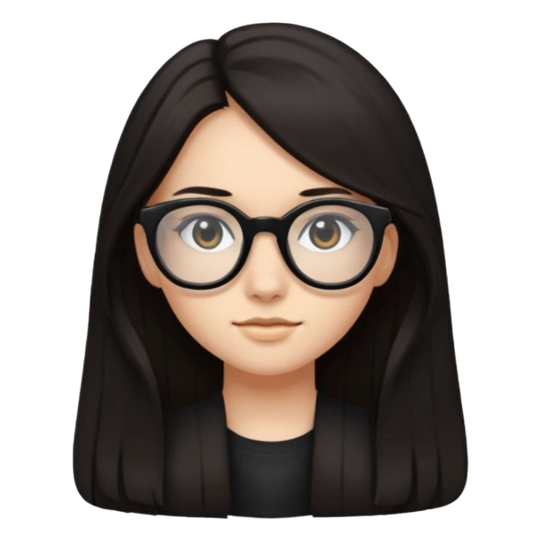 ragazzina di 16 anni mora capelli lunghi con occhiali neri sticker