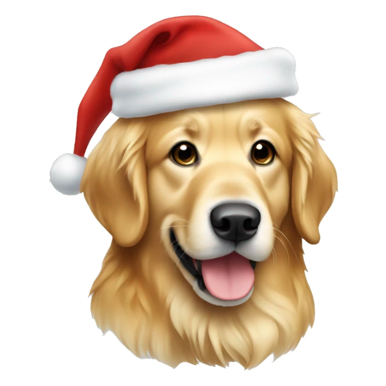 Light hair golden retriever in a Santa hat sticker