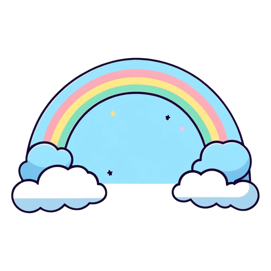 dreamy pastel blue rainbow with stars sticker