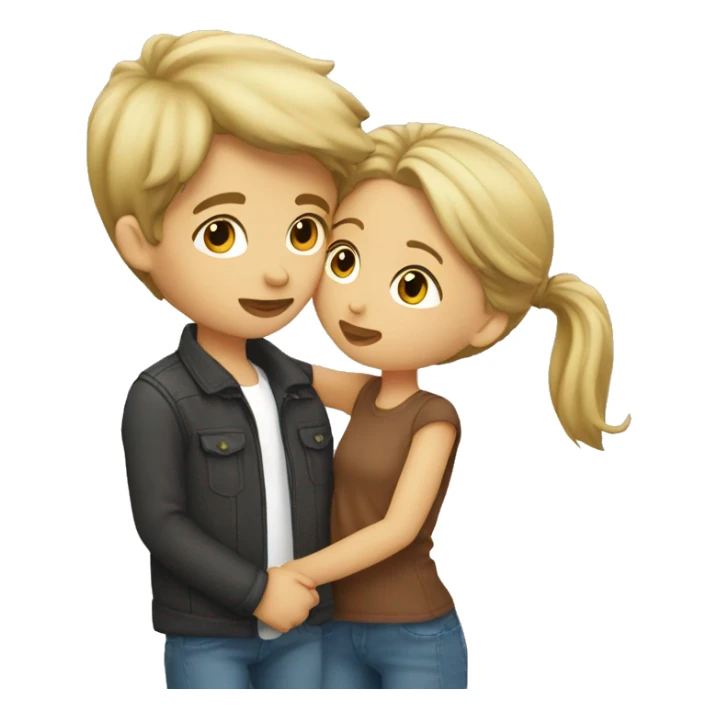 blond girl kissing boy with brown hair sticker