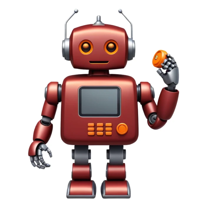maroon robot with orange accents friendly phone call answerer sticker