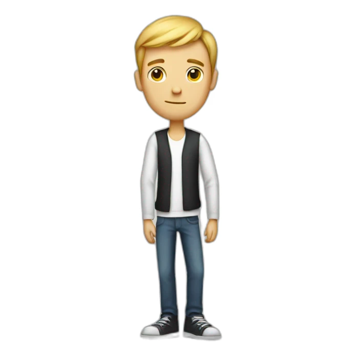 A skinny white guy with long arms, big nose sticker
