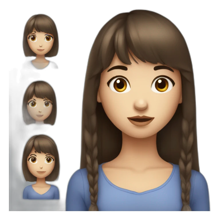 Fille aux yeux bleu brune avec une frange cheuveux long sticker