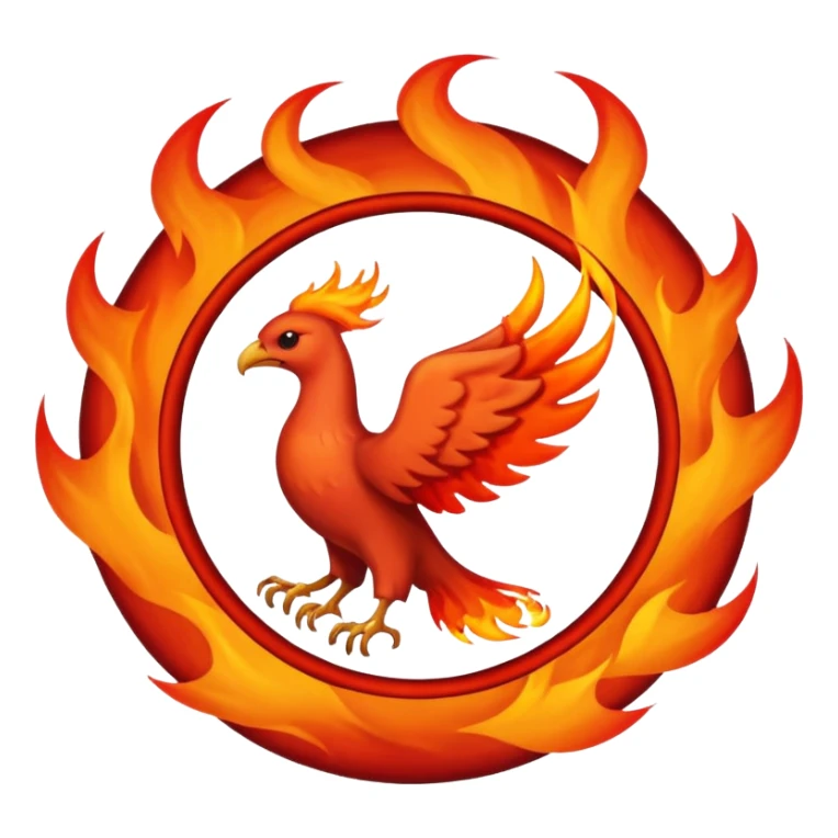 Name text of " Emberborn " An object of fire, circle and Phoenix sticker