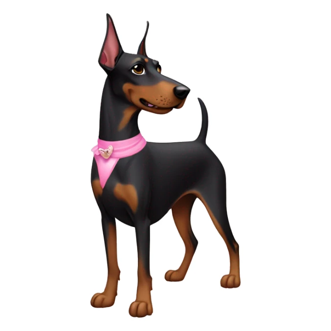 Doberman wearing a pink tutu named Kaya sticker