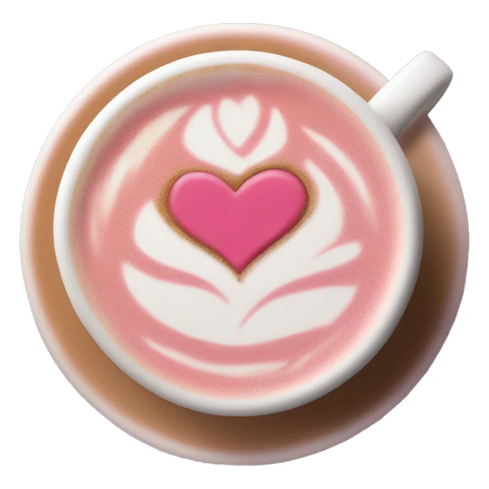 pink latte with heart shaped latte art sticker
