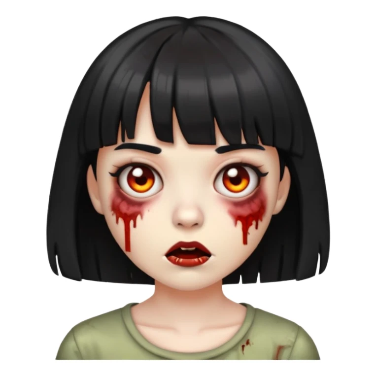 zombie emoji girl with short black hair with bangs sticker