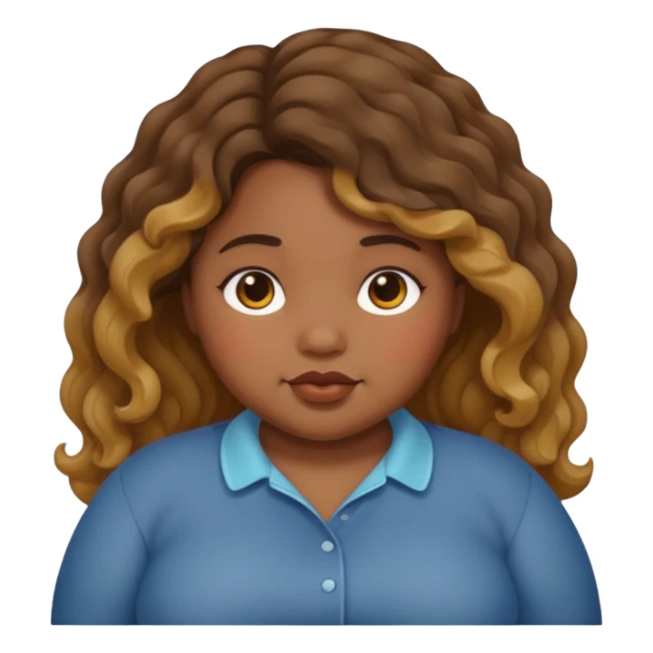 chubby girl with dusky skin tone and wavy hairs sticker